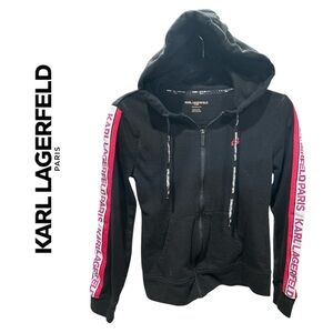 Karl Lagerfeld‎ Paris Women’s Logo Tape Zip Front Hoodie - Size XS